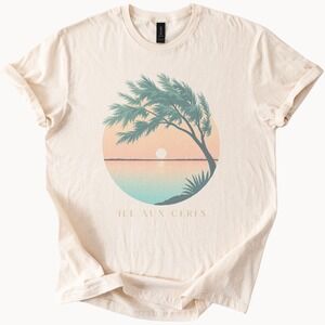 Calm Sunset Island Graphic Tee Nature Inspired Design